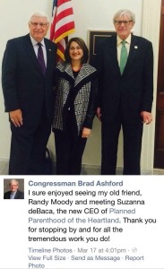 Nebraska Congressman Brad Ashford poses for a photo with his friends from Planned Parenthood in March, 2014, shortly after he was elected to office.